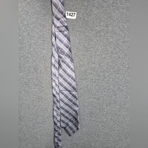 Stafford Gray Plaid Tie. 100% Silk. Workwear Fancy. Office